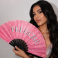 Peluche Pink Glitter Folding Fan – Bamboo Clack Hand Fan