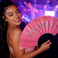 Peluche Pink Glitter Folding Fan – Bamboo Clack Hand Fan