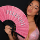 Peluche Pink Glitter Folding Fan – Bamboo Clack Hand Fan