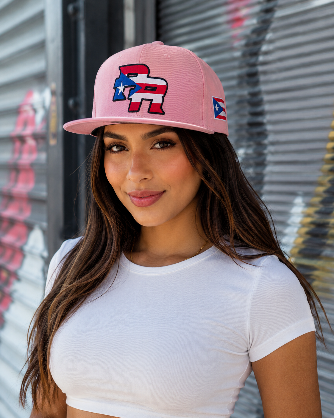 Puerto Rico PR Light Pink Flat Brim Snapback Hat – Flag Embroidered Cap
