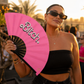 Pink Statement Clack Fan – Large Bamboo Folding Festival Fan