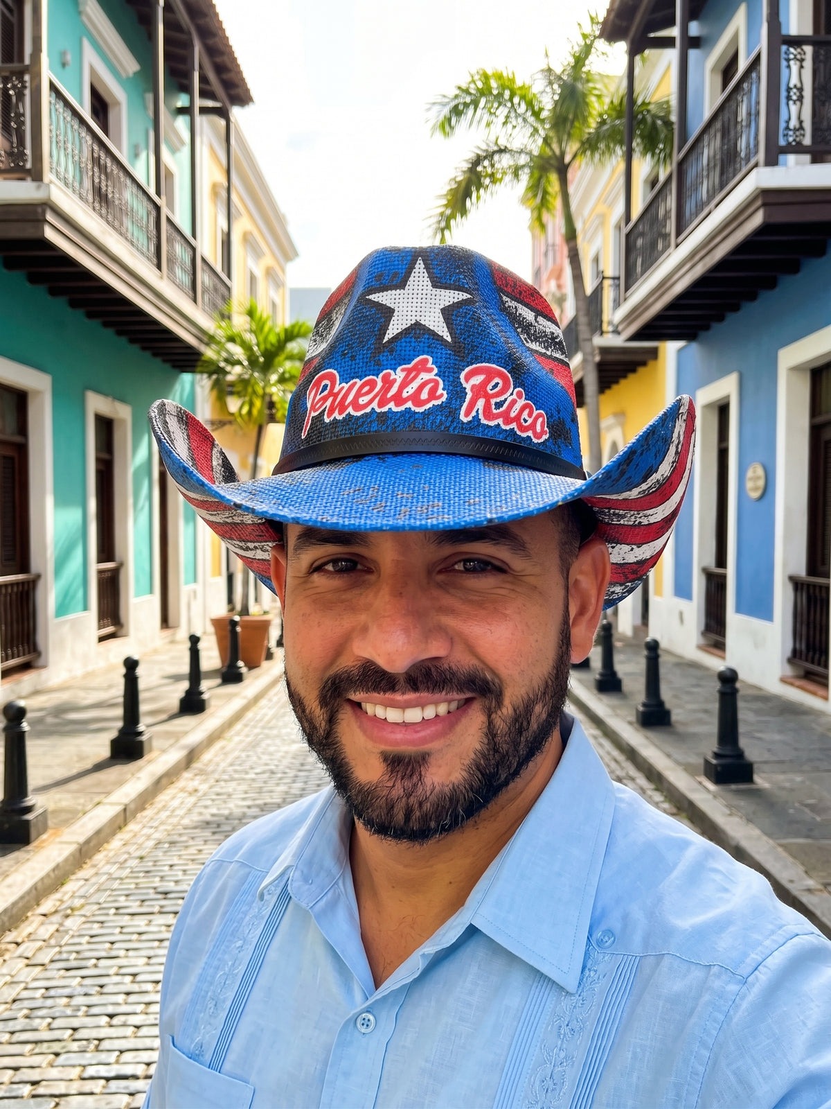 Puerto Rico Straw Cowboy Hat – Flag Print Western Hat with Rhinestone Star | Tainowears®