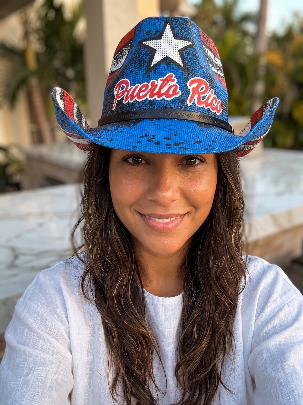 Puerto Rico Straw Cowboy Hat – Flag Print Western Hat with Rhinestone Star | Tainowears®