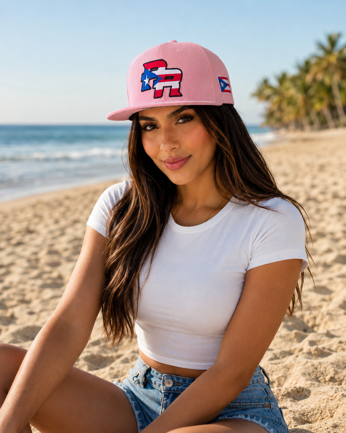 Puerto Rico PR Light Pink Flat Brim Snapback Hat – Flag Embroidered Cap