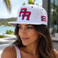 Puerto Rico PR White Flat Brim Snapback Hat – Embroidered Cotton Cap