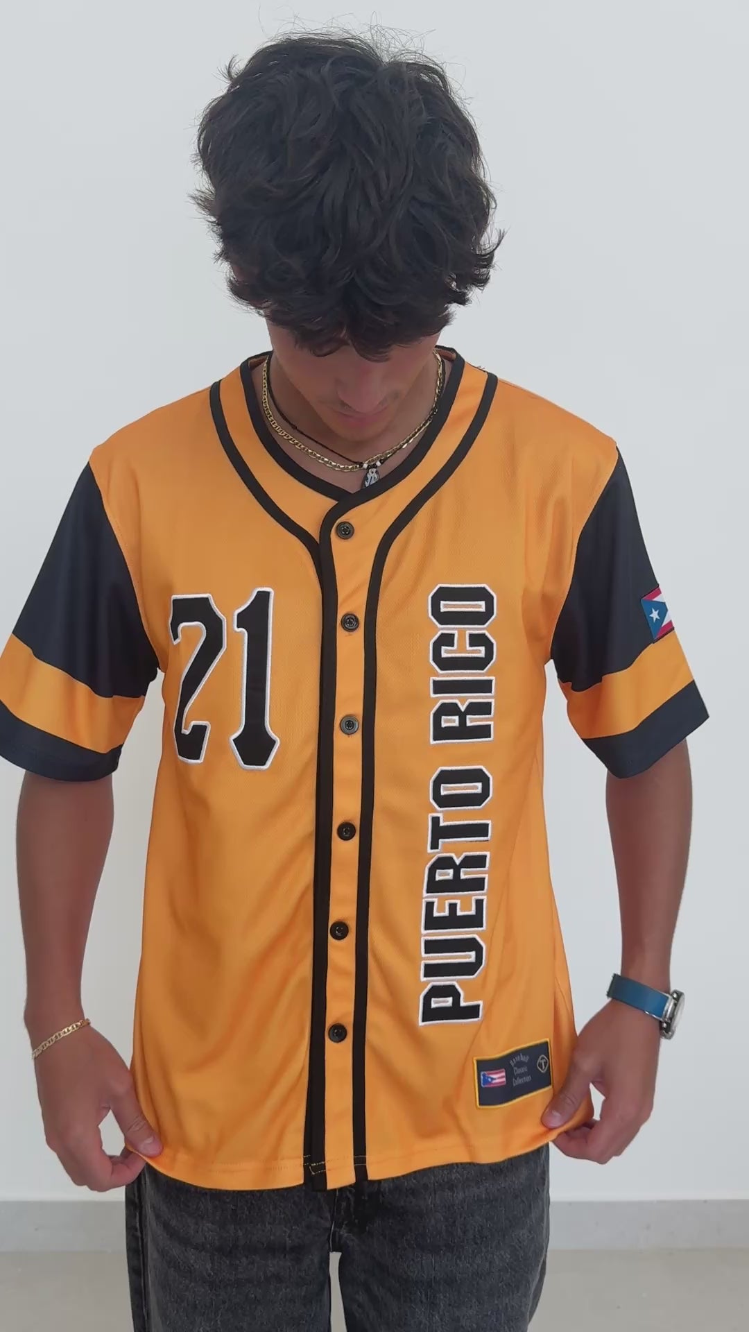 Clemente 21 Yellow Baseball Jersey – 3000 Hits Puerto Rico Tribute
