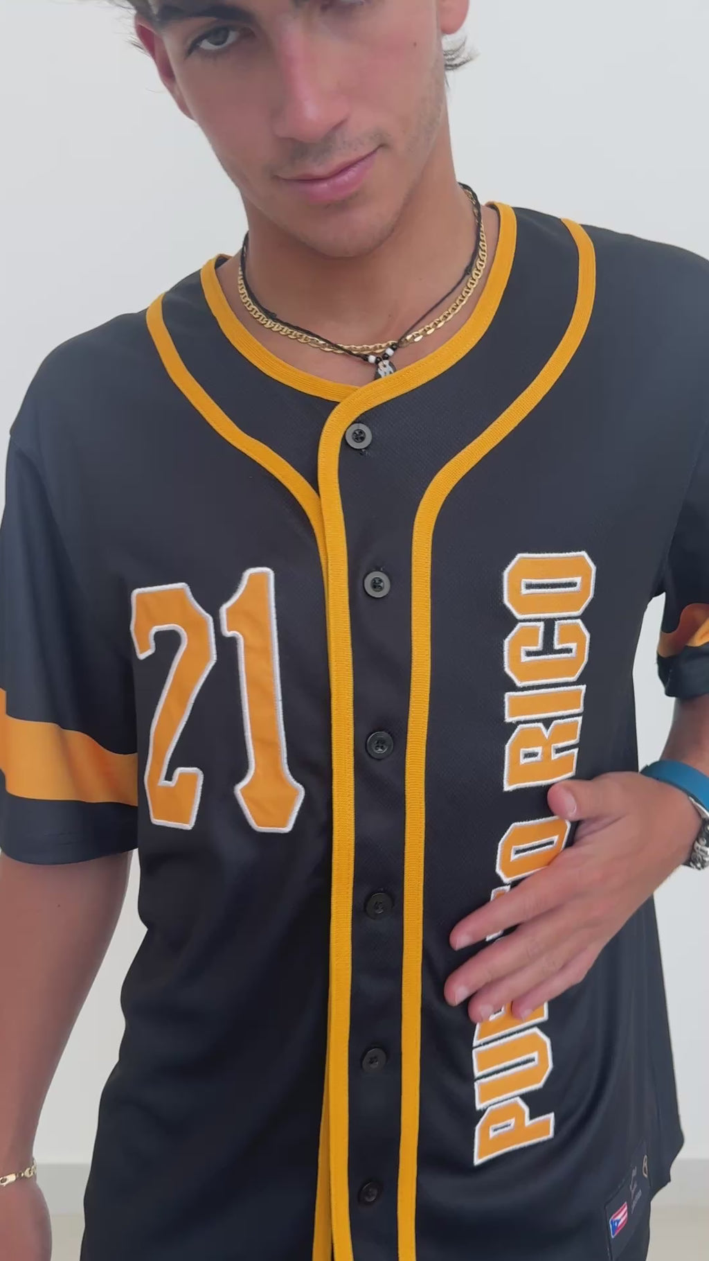 Clemente 21 Puerto Rico Baseball Jersey – 3000 Hits Tribute Button Jersey