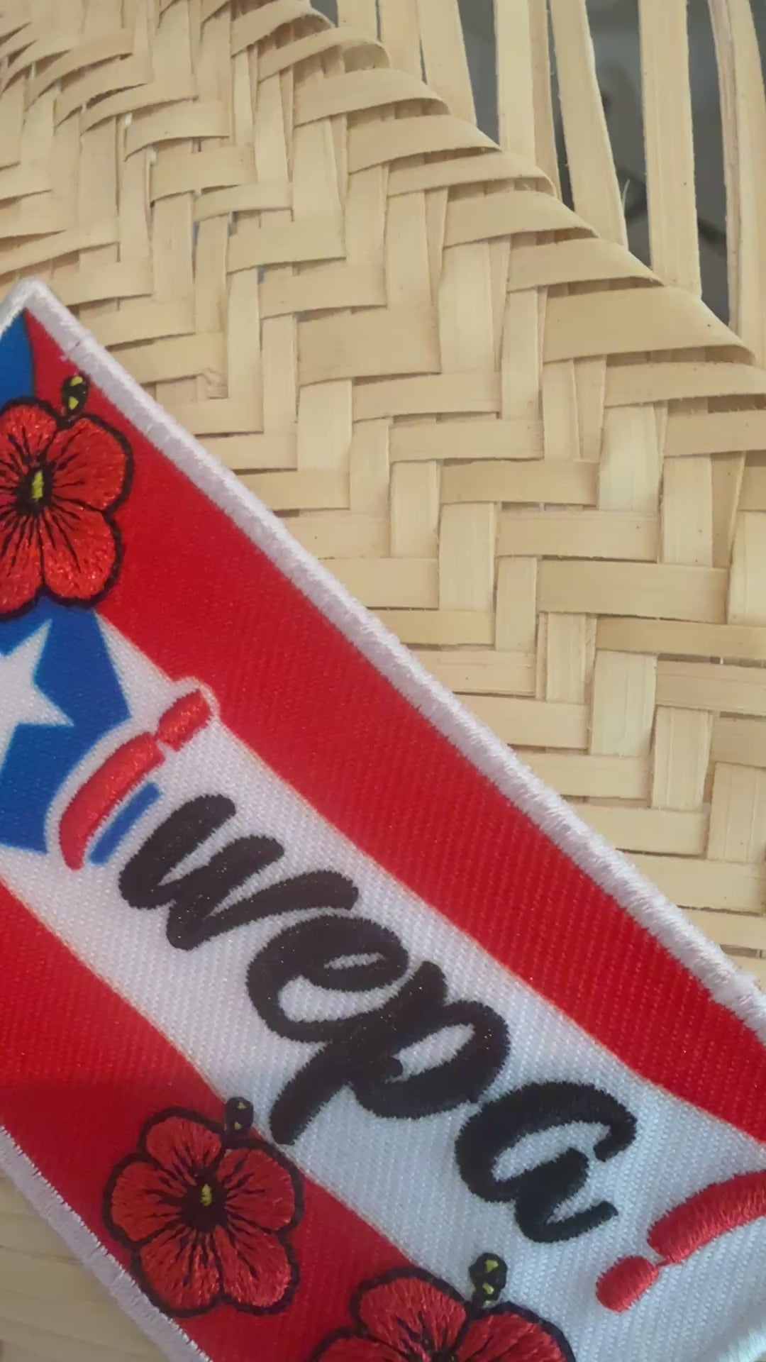 ¡Wepa! Puerto Rico Straw Sun Hat – Boricua Embroidered Patch | Flor de Maga | Festival Hat