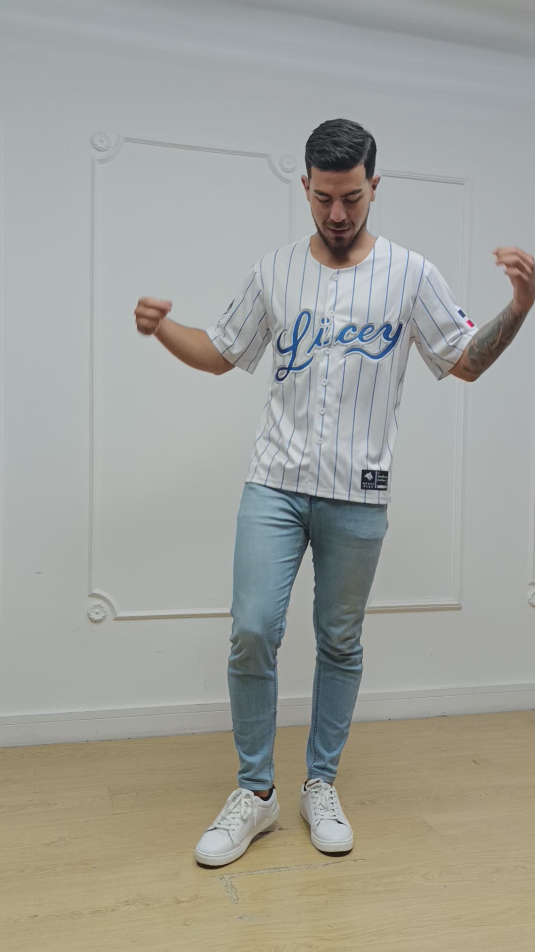 Headzflex Caribbean Blue Baseball Button Jersey – Premium Embroidery Edition