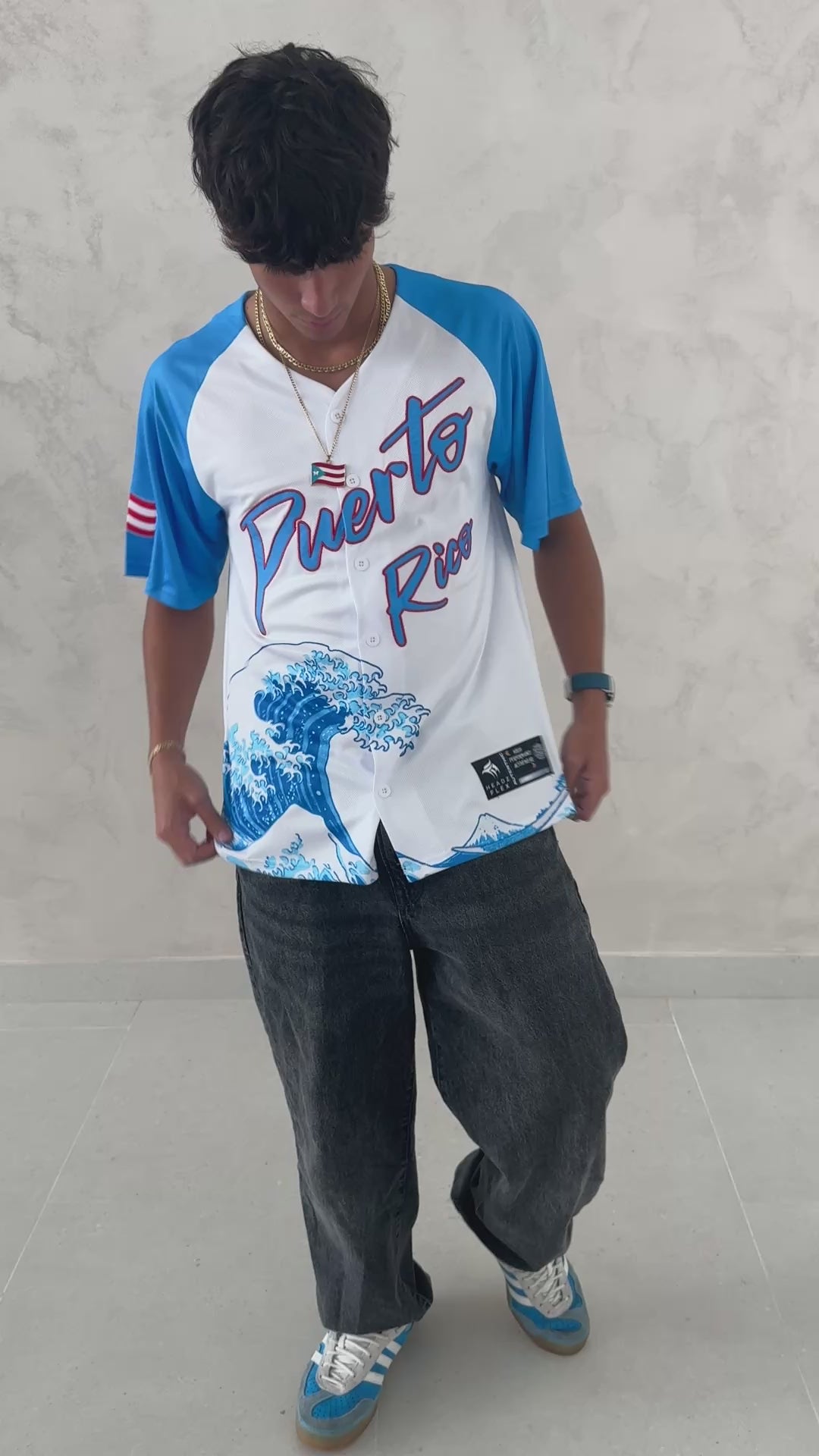 Puerto Rico Baseball Jersey – Boricua Wave Embroidered Button-Up Shirt