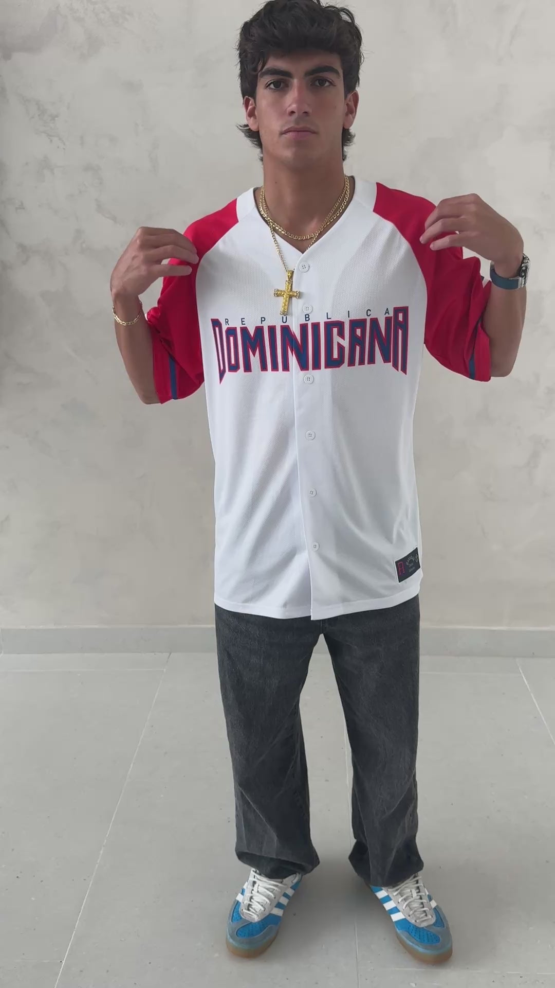 Headzflex Dominican Blue Baseball Button Jersey – Caribbean Premium Edition