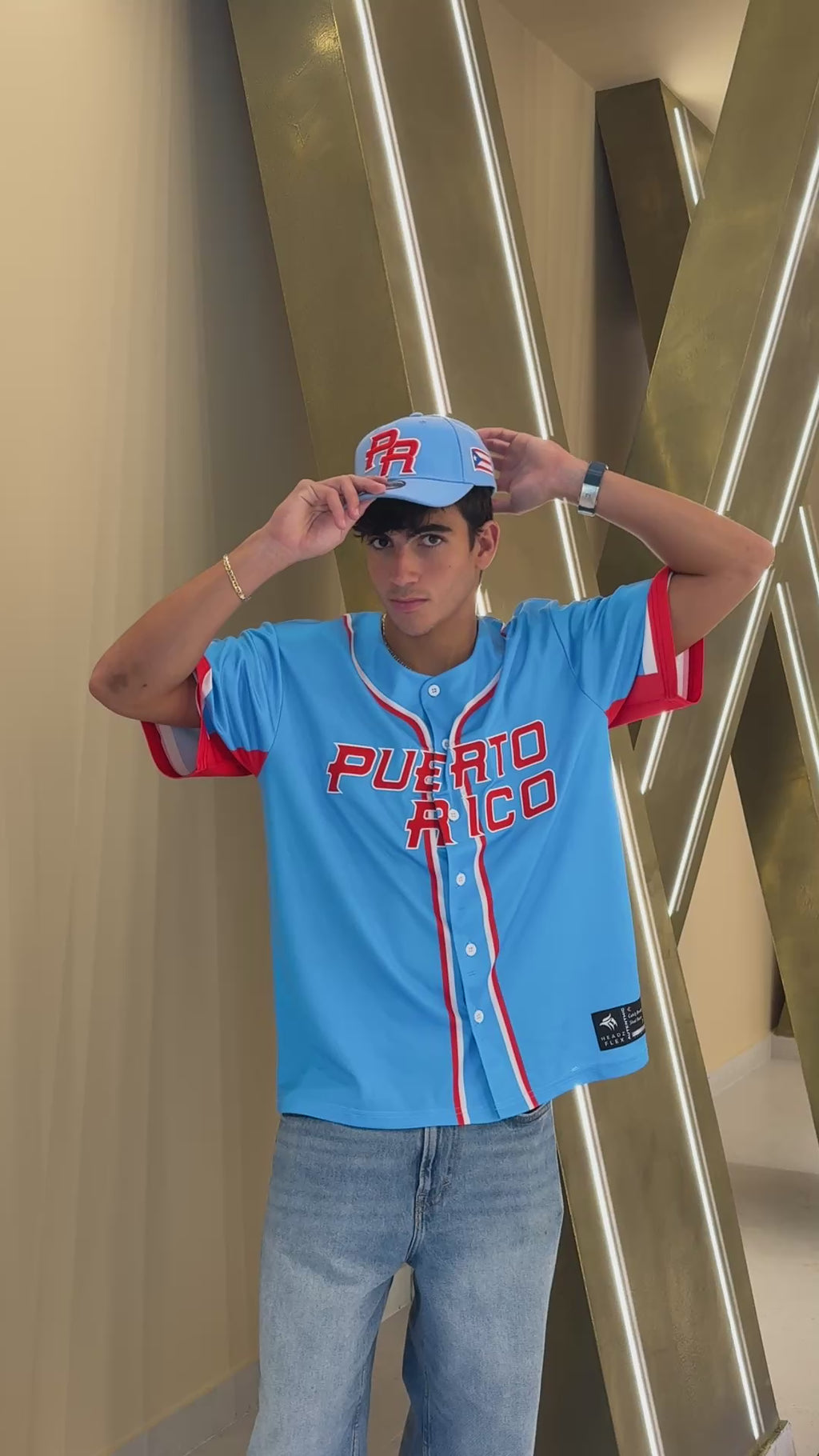 Puerto Rico Bandera Boricua Baseball Jersey – Light Blue PR Flag Embroidered Edition