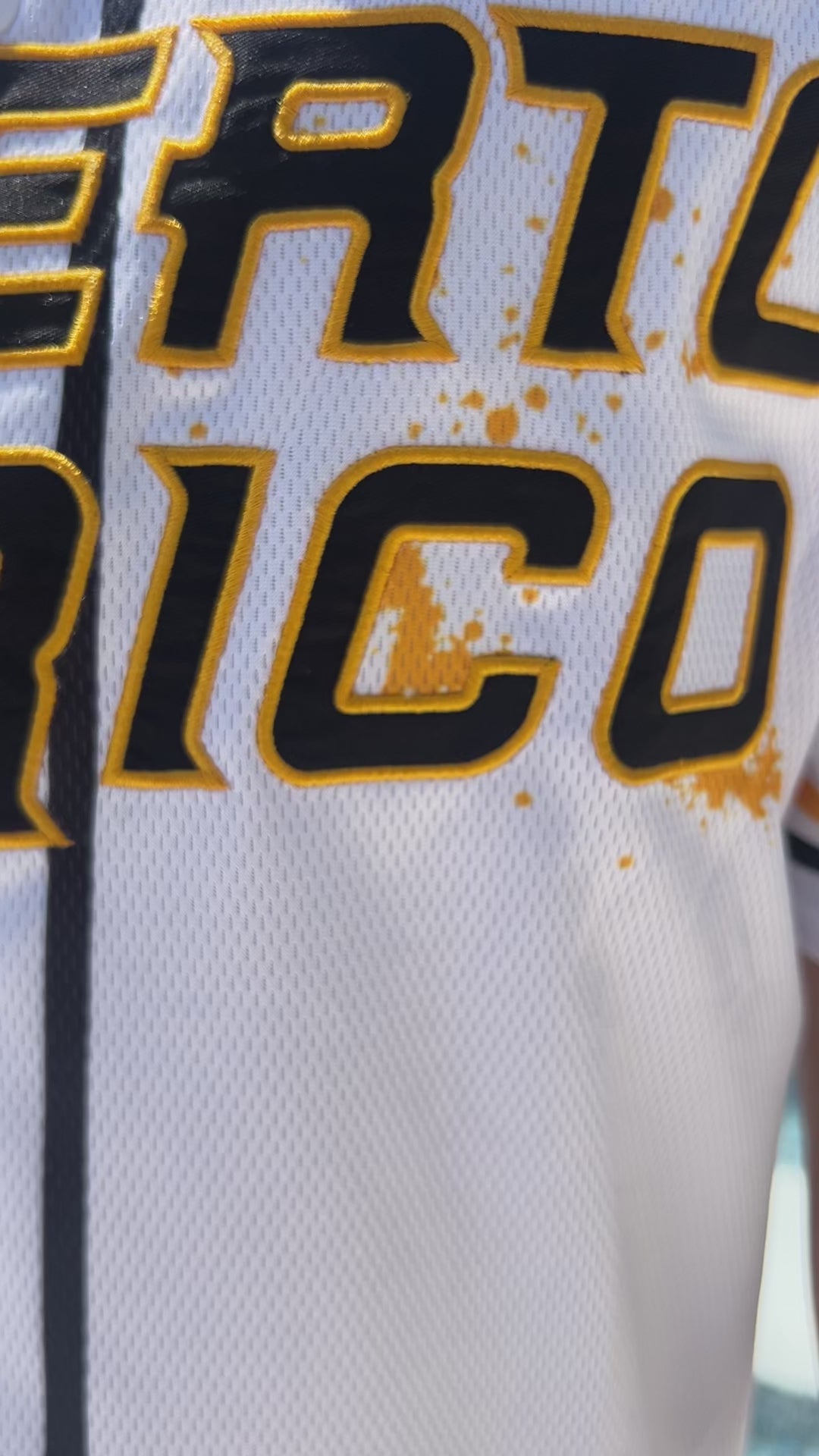 Puerto Rico GOAT 21 Baseball Jersey – White Tribute Button Jersey