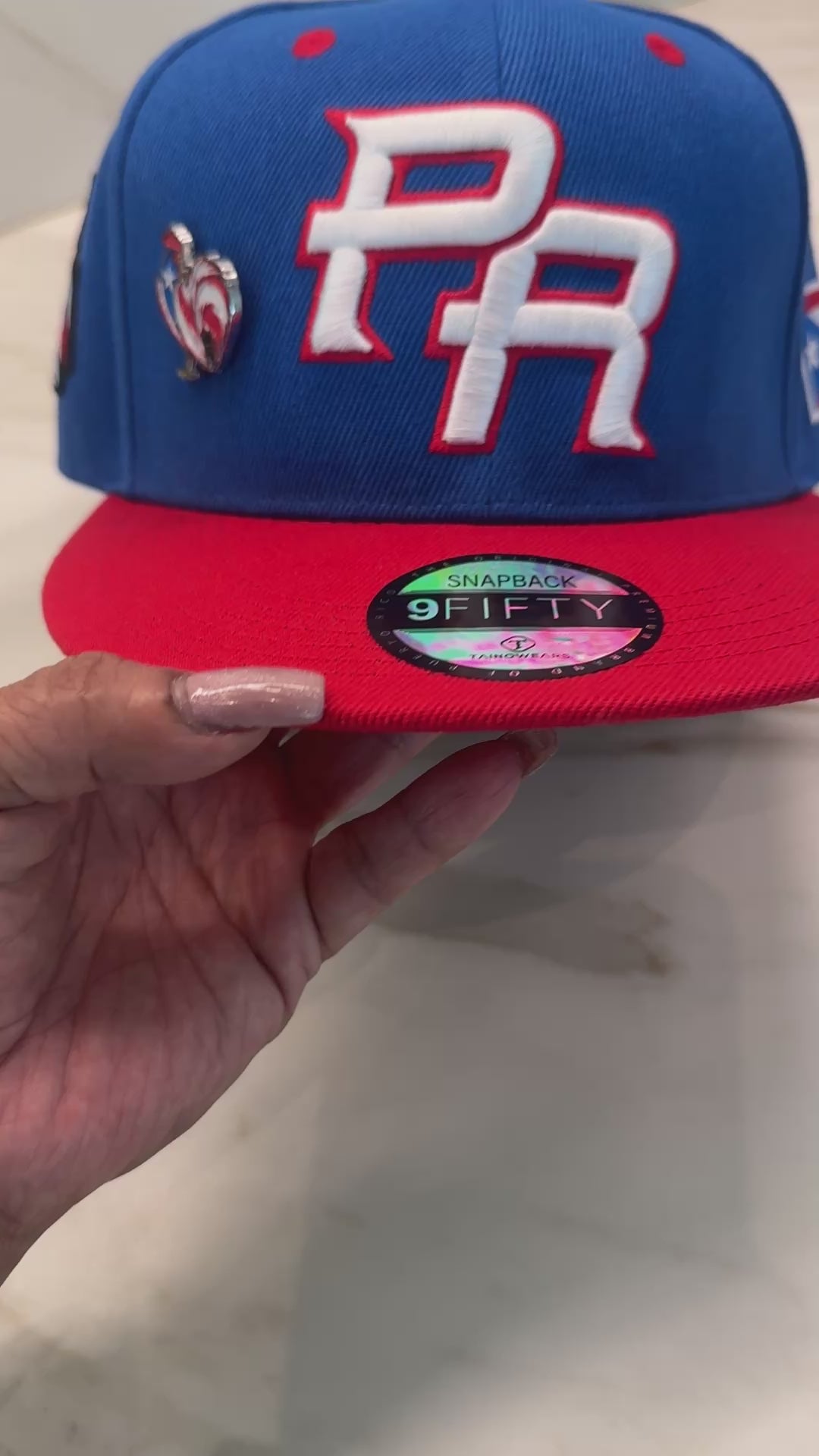 Puerto Rico “PR” Snapback Hat Red/Blue – Limited Edition with Removable Metal Pin