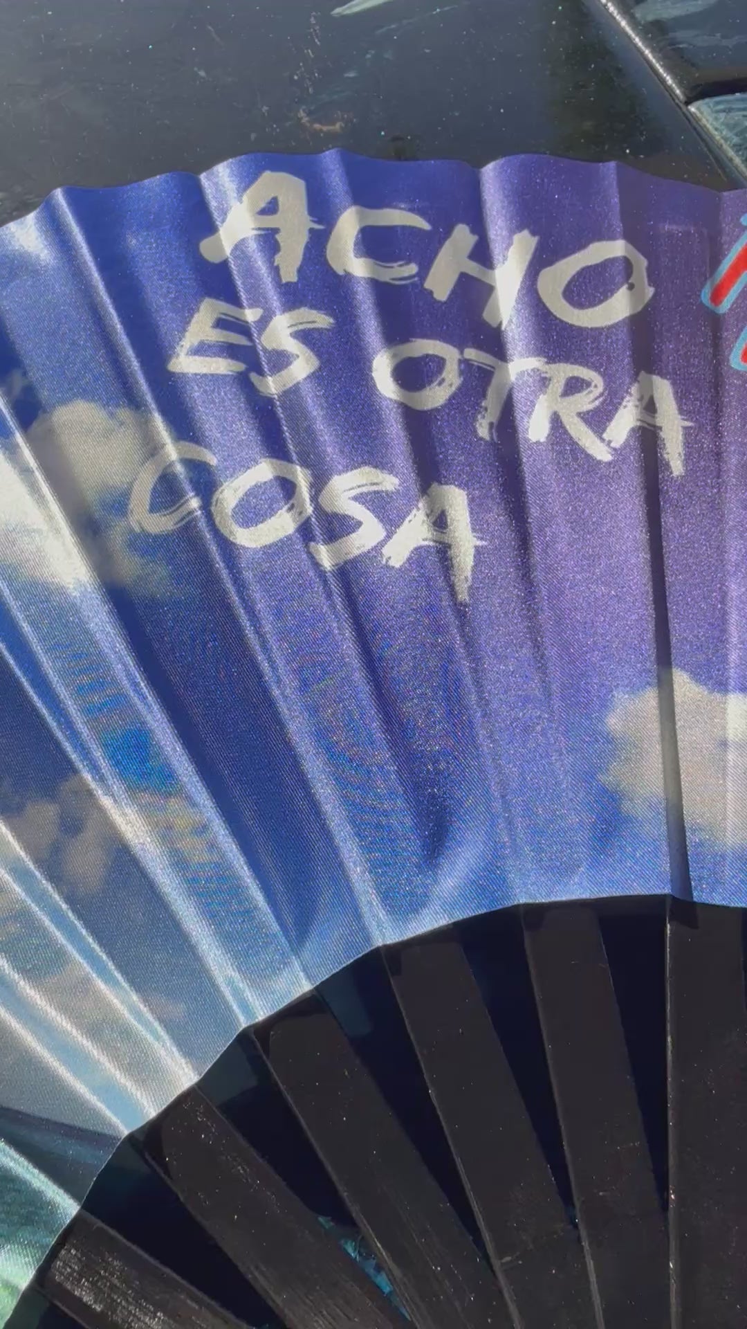 Puerto Rico Acho PR Es Otra Cosa Folding Fan – Large Bamboo Rib Clack Fan