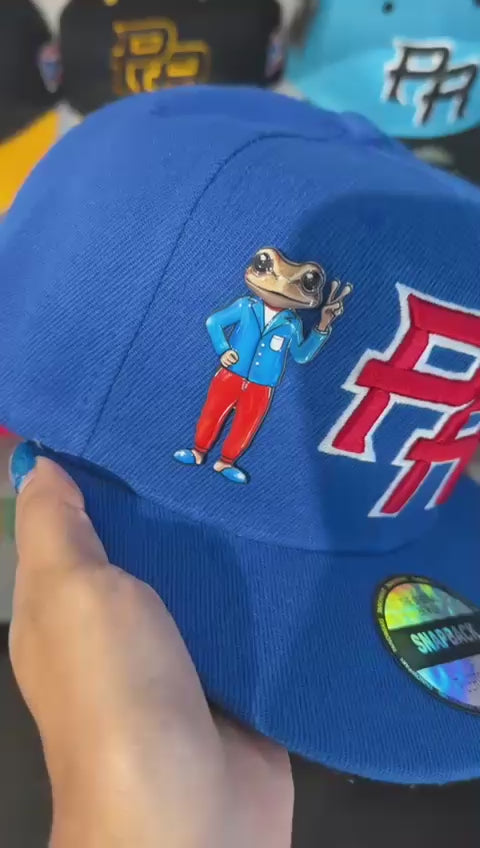 Puerto Rico Snapback Hat – Pinned Metallic PR Cap with Sapo Concho Patch | Tainowears®