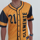 Clemente 21 Yellow Baseball Jersey – Puerto Rico Tribute Button Jersey