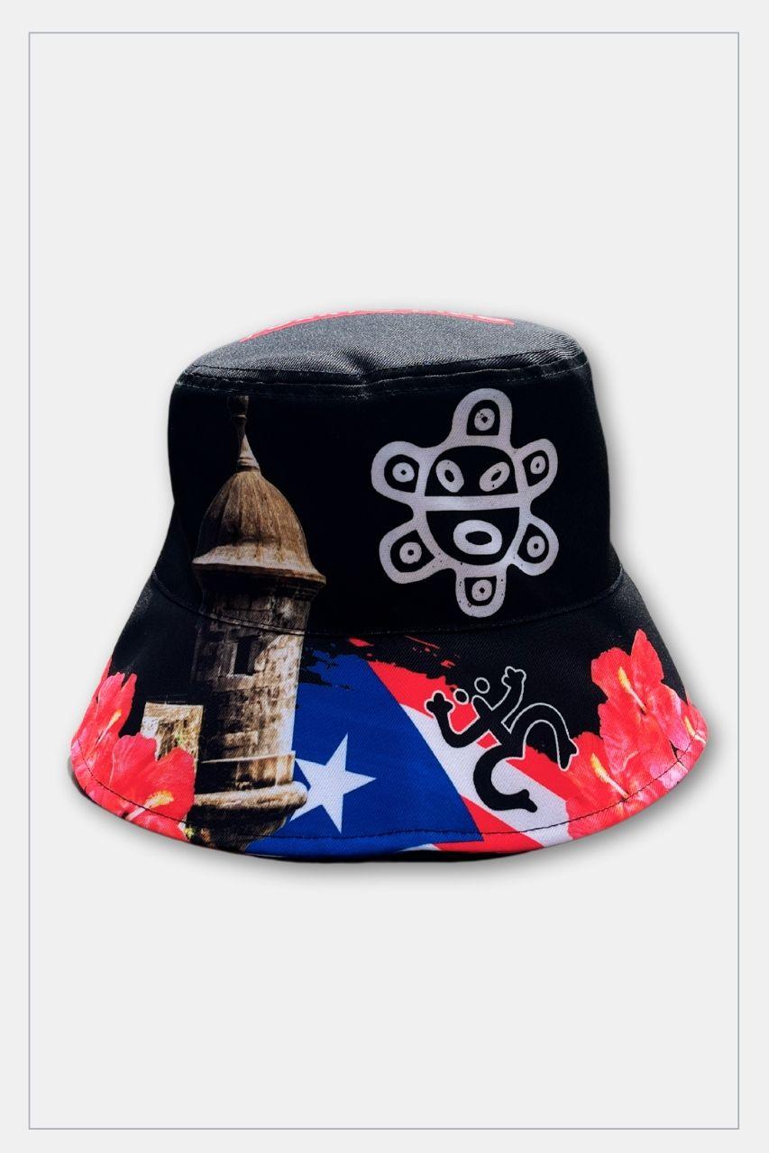 Puerto Rico Bucket Hats Black Red Blue - Tainowears NYC