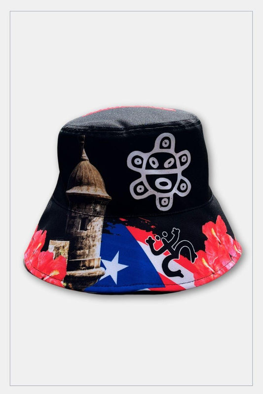 Puerto Rico Bucket Hats Black Red Blue - Tainowears NYC