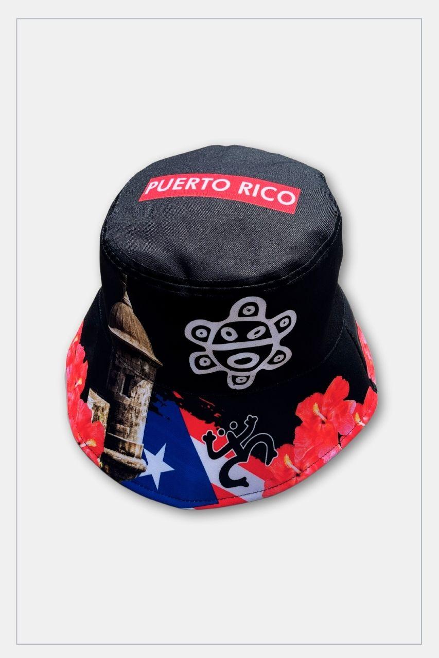 Puerto Rico Bucket Hats Black Red Blue - Tainowears NYC