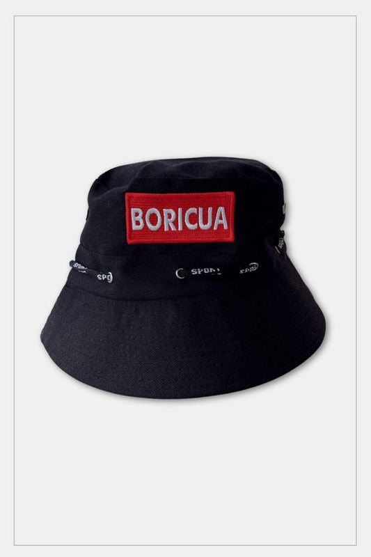 Puerto Rico Bucket Hats Black, Unisex, Polycotton - Tainowears NYC