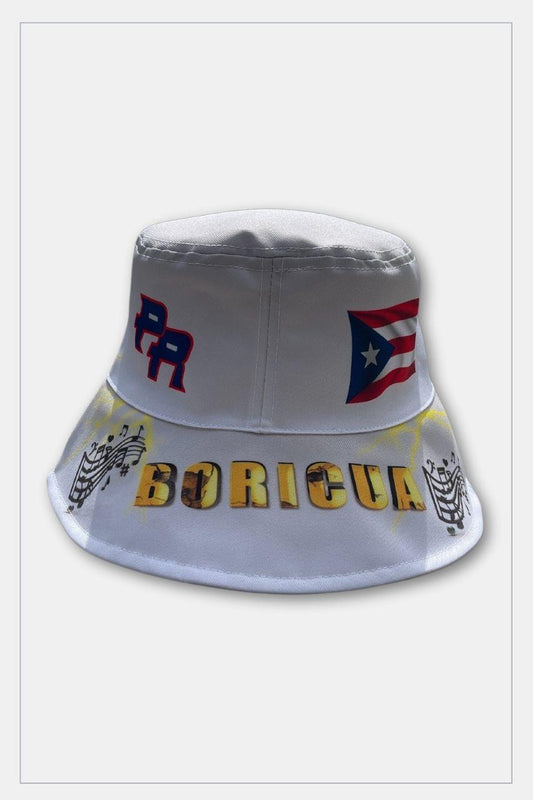 Puerto Rico Bucket Hats White Boricua PR - Tainowears NYC