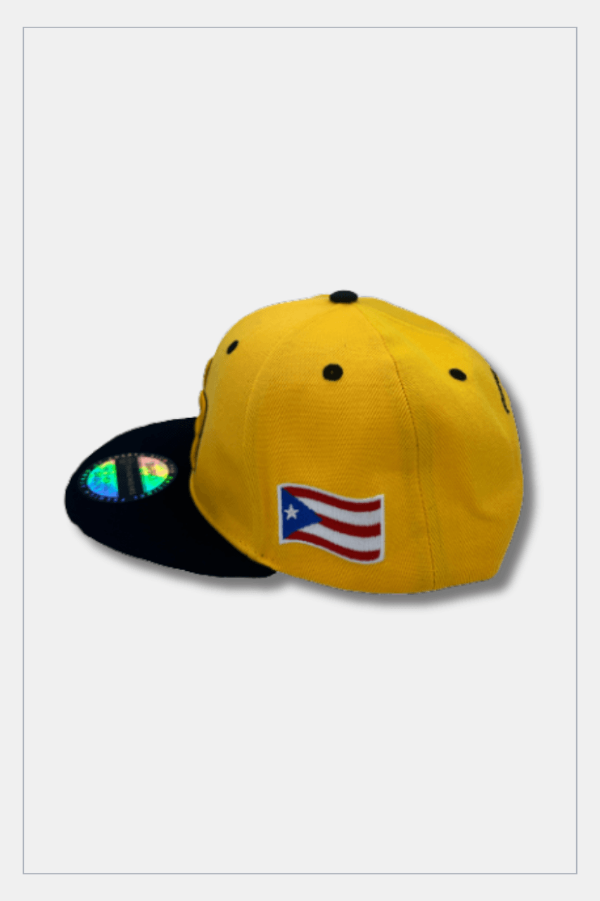 Puerto Rico Caps Exclusive Design PR Golden Yellow Black - Tainowears NYC