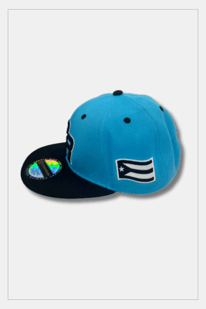 Puerto Rico Caps Exclusive Design SKY BLUE PR Black Flag - Tainowears NYC