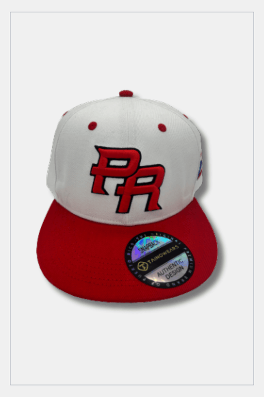 Puerto Rico Caps Exclusive Design White Red PR Red - Tainowears NYC