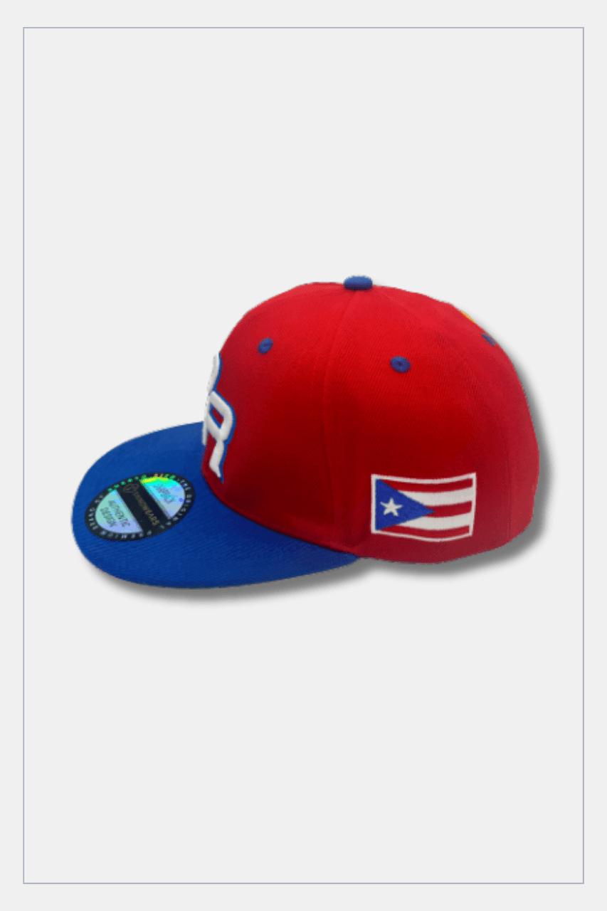 PR Flag Snapback Cap - Flatbill, Adjustable, 3D Embroidered Puerto Rico Design