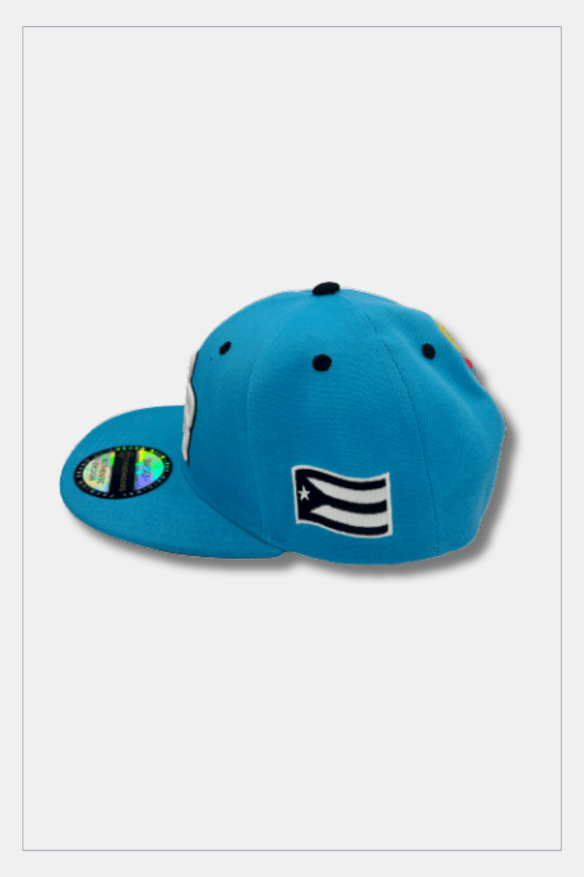 Puerto Rico Caps - Sky Blue PR White Exclusive Design - Tainowears NYC