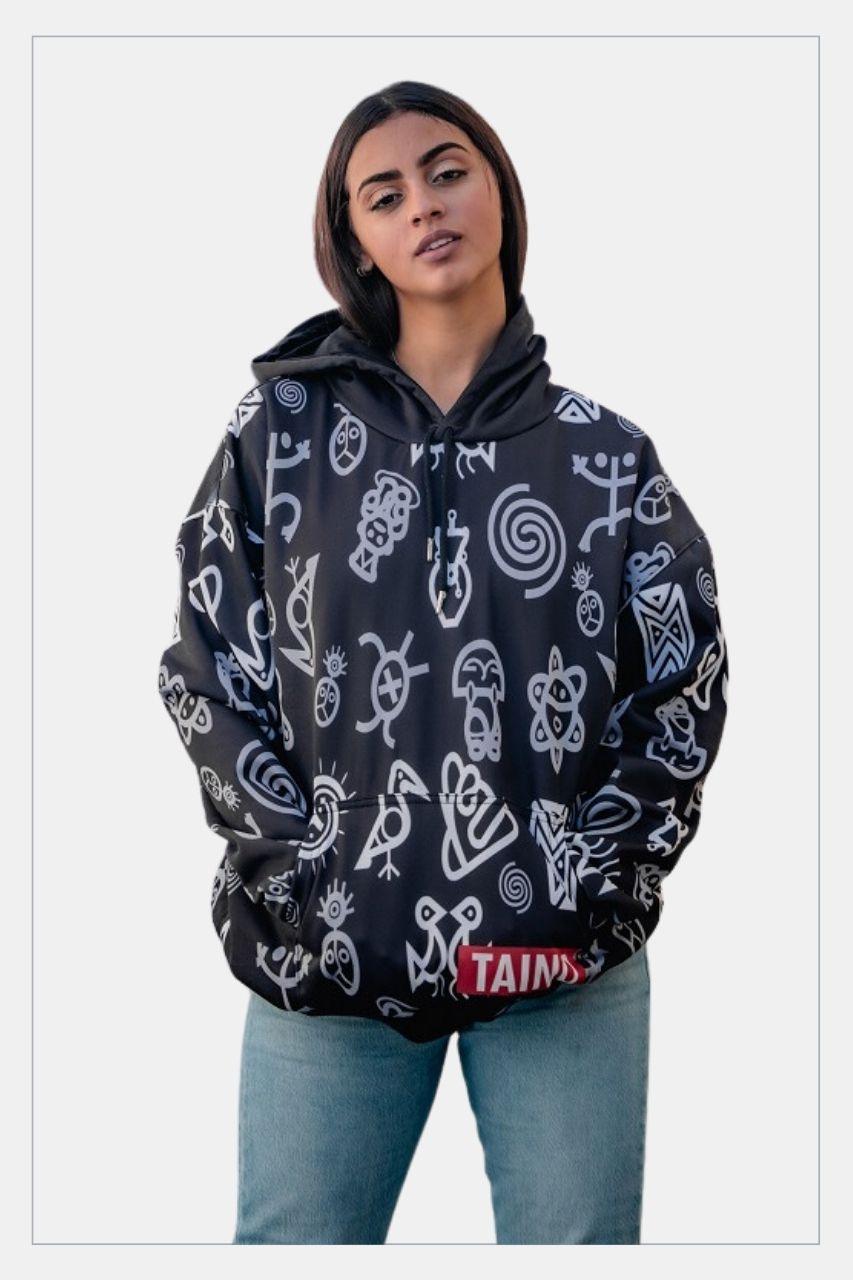 Puerto Rico Hoodie Taino Symbols (Sweatshirt) - Tainowears NYC