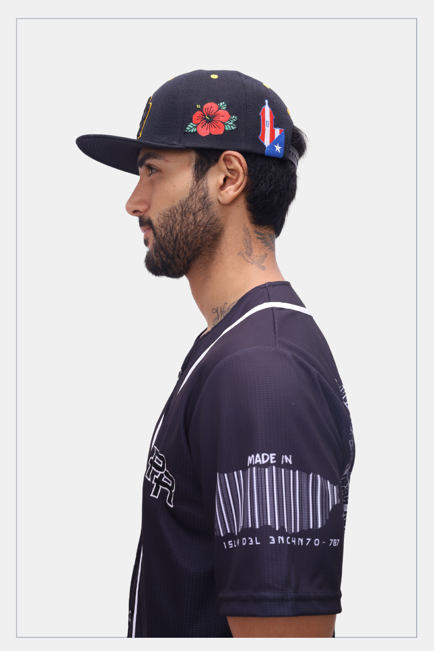 Tainowears Puerto Rico snapback hat with Flor Maga and Taino-inspired artwork