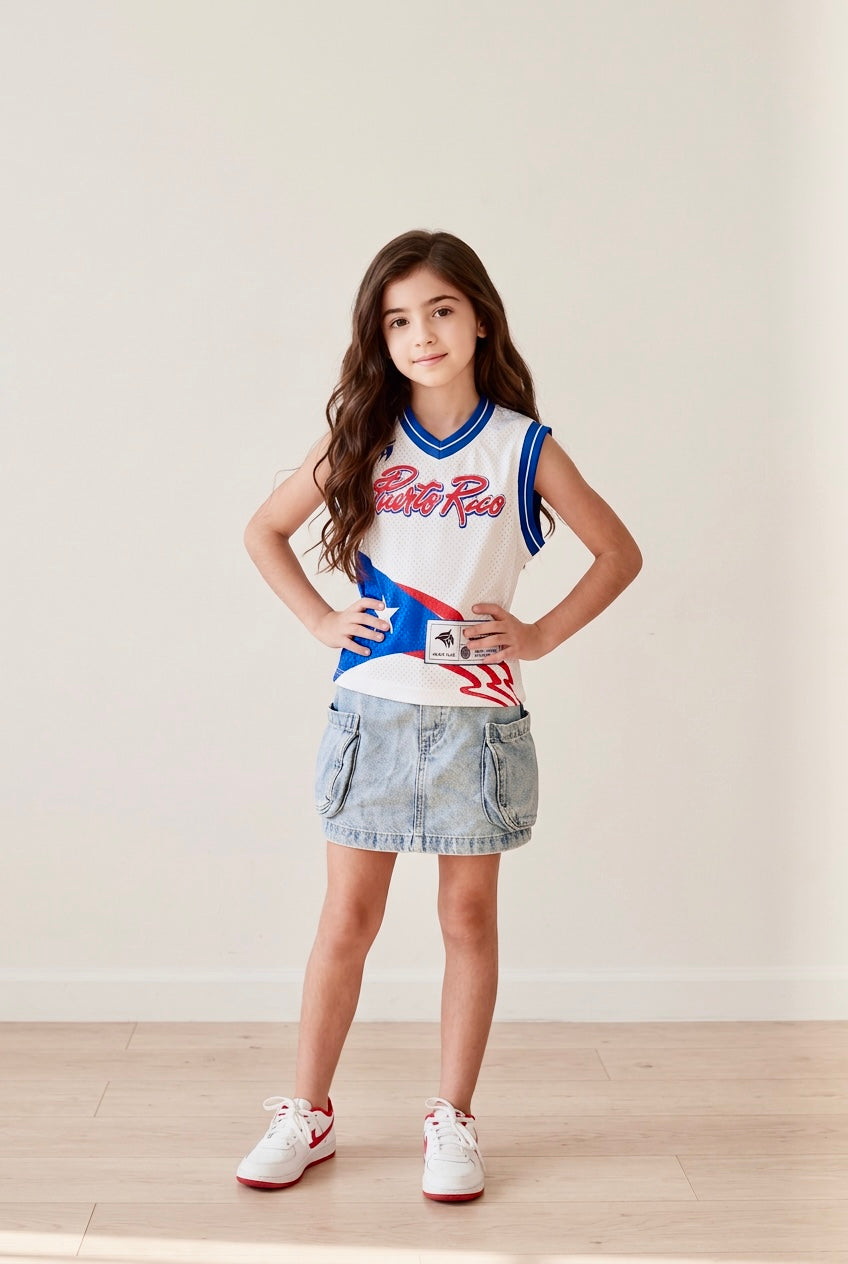 Puerto Rico Heritage Kids Jersey Sleeveless Shirt
