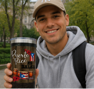 Boricua salsa music travel cup by Tainowears