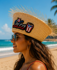 Salsa Pava Straw Hat with 5D Embroidered Puerto Rico Patch