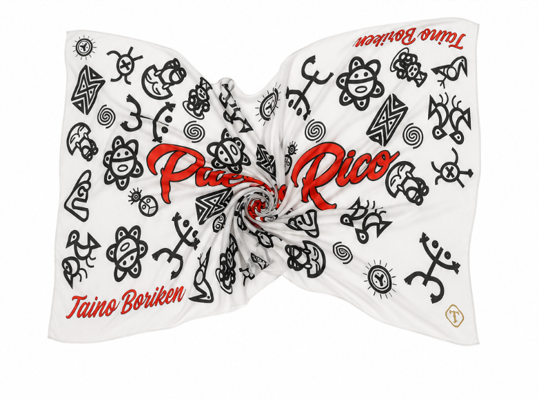 Taino Symbols Viscose Pareo – Puerto Rican Beach Sarong Cover-Up