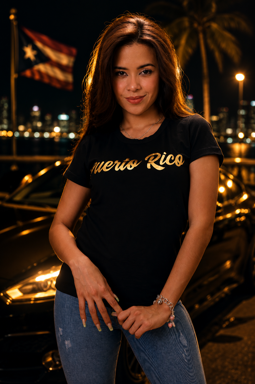 Puerto Rico Gold T-Shirt – Black Premium Streetwear Edition