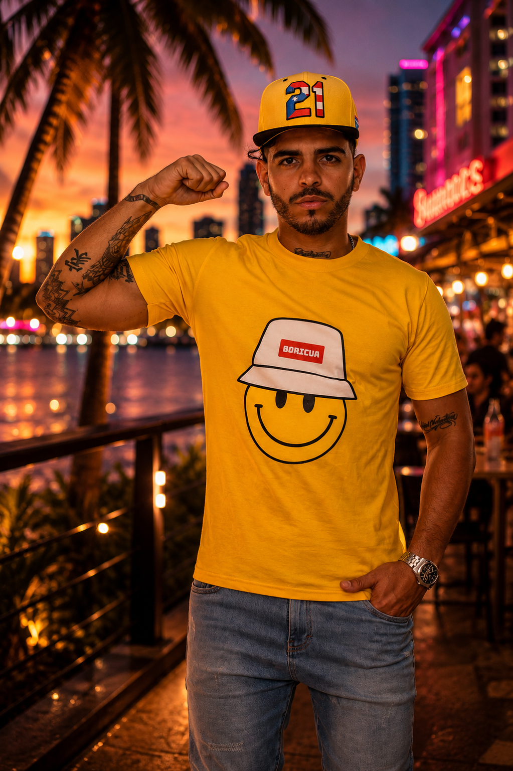 Emoji Boricua Yellow T-Shirt – Puerto Rico Premium Cotton Tee