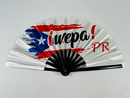 ¡Wepa! Puerto Rico Folding Fan – Premium Nylon & Bamboo | Puerto Rico Colors