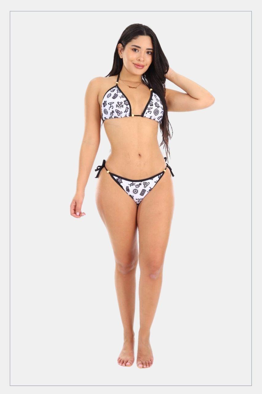 Women two pieces swinsuit Puerto Rican Taino Symbols - Tainowears NYC