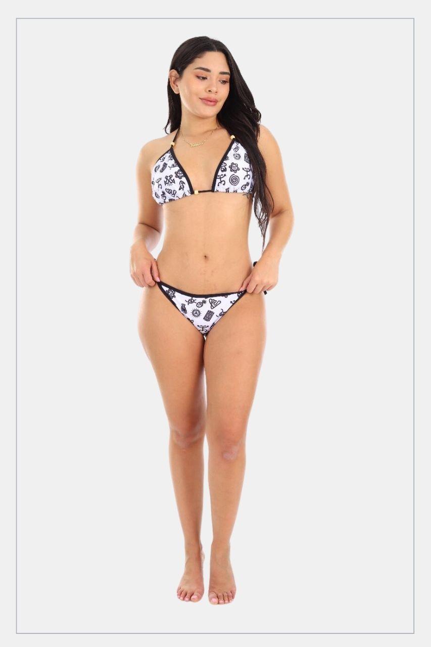 Women two pieces swinsuit Puerto Rican Taino Symbols - Tainowears NYC