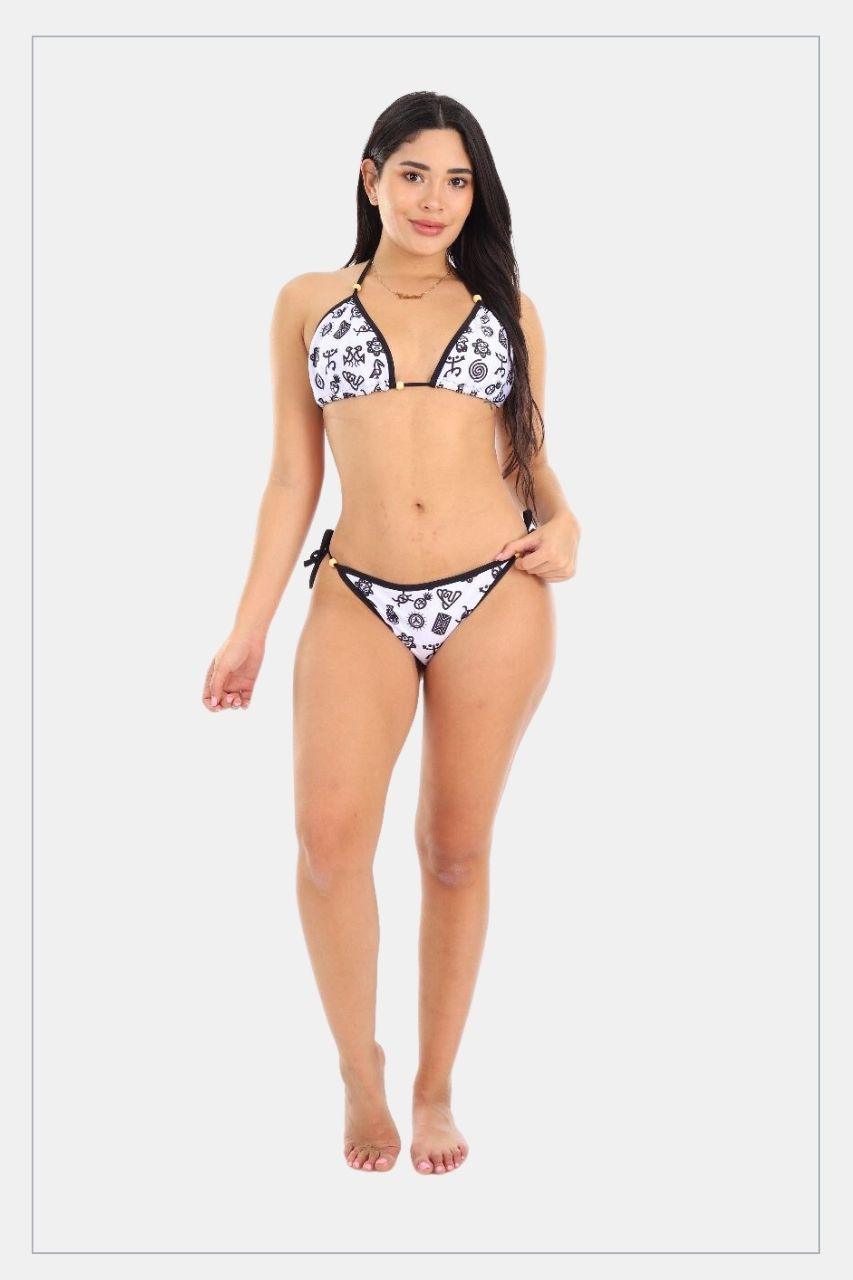 Women two pieces swinsuit Puerto Rican Taino Symbols - Tainowears NYC